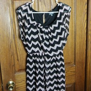 Black, White and light Pink Chevron Dress